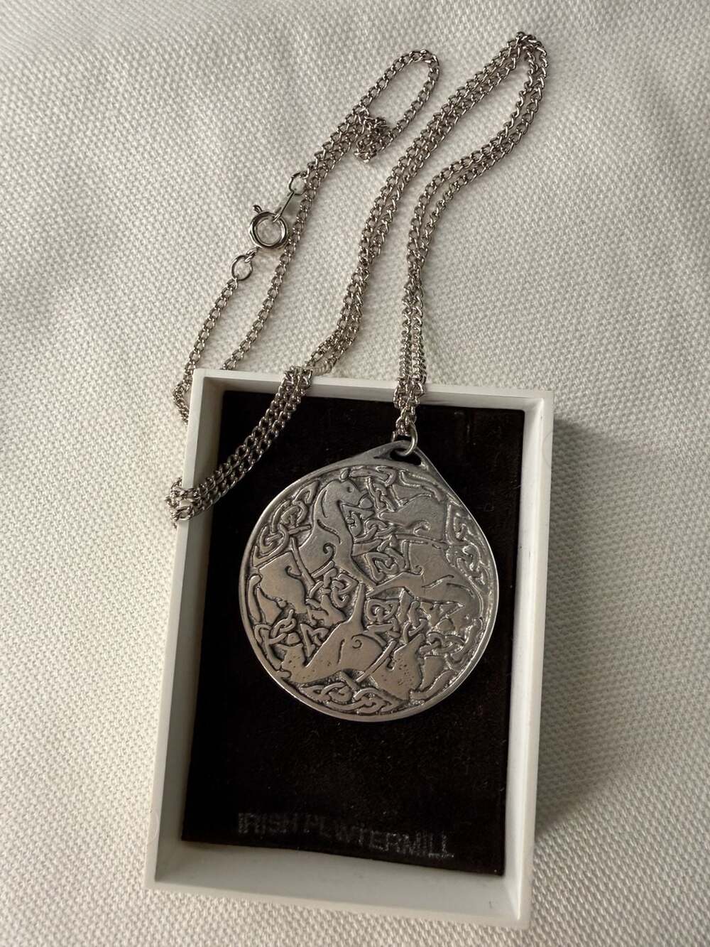 Irish Pewtermill Epona Celtic Horse Design Pewter Pendant Necklace